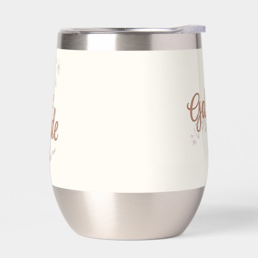 Custom Bride Rustic Boho Wildflowers Wine Tumbler (左面)