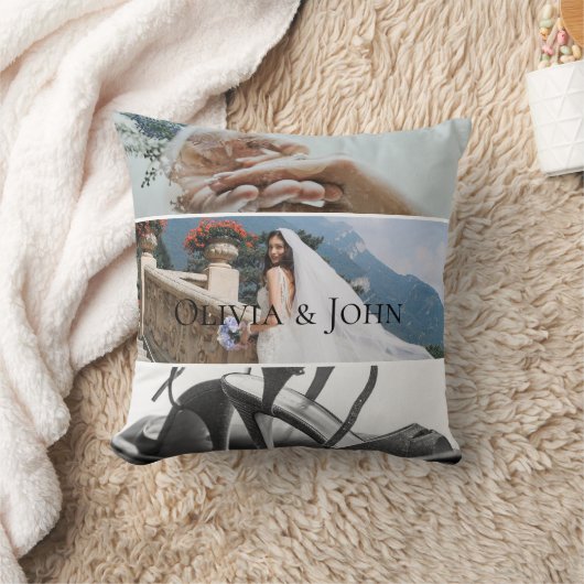 Custom Bride Wedding Photo Collage  クッション (ブランケット)