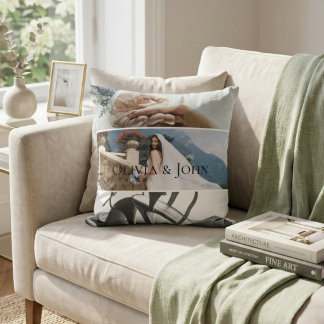 Custom Bride Wedding Photo Collage  クッション