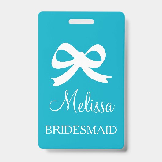 Custom bridesmaid name badges for wedding party バッジ (Front)
