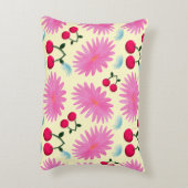 Custom Bright Pink Floral Cherry Pattern  アクセントクッション (裏面(縦))