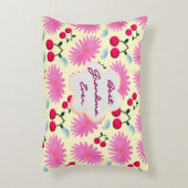 Custom Bright Pink Floral Cherry Pattern  アクセントクッション (正面(垂直))