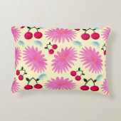 Custom Bright Pink Floral Cherry Pattern  アクセントクッション (裏面)