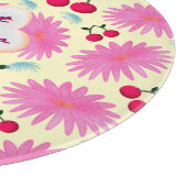 Custom Bright Pink Floral Cherry Pattern  カッティングボード (角)