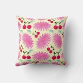 Custom Bright Pink Floral Cherry Pattern  クッション (裏面)