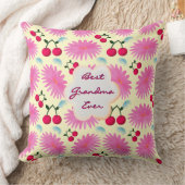 Custom Bright Pink Floral Cherry Pattern  クッション (ブランケット)