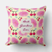 Custom Bright Pink Floral Cherry Pattern  クッション (正面)