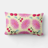 Custom Bright Pink Floral Cherry Pattern  ランバークッション (裏面)