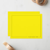 Custom Bright Yellow Flat Note Card with Name ノートカード (正面/裏面インサイチュ)