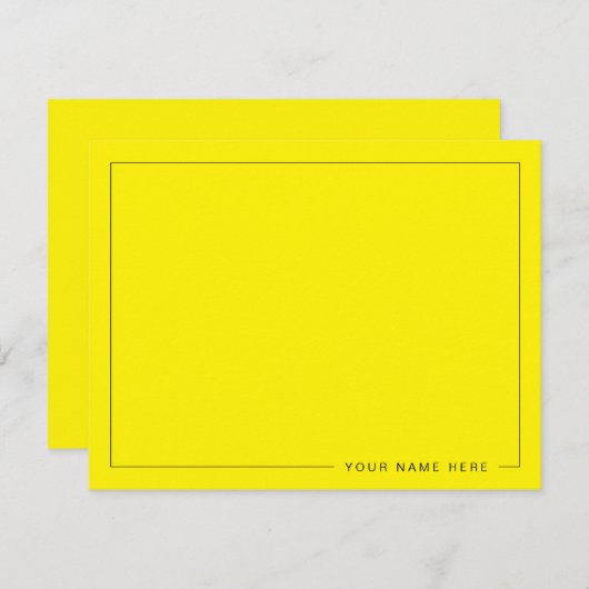 Custom Bright Yellow Flat Note Card with Name ノートカード (正面/裏面)