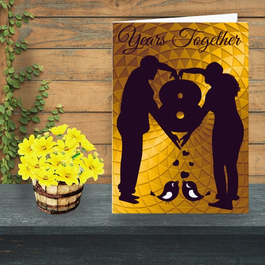 Custom Bronze 8th Wedding Anniversary Card Couple カード