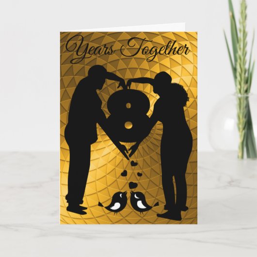 Custom Bronze 8th Wedding Anniversary Card Couple カード (正面)