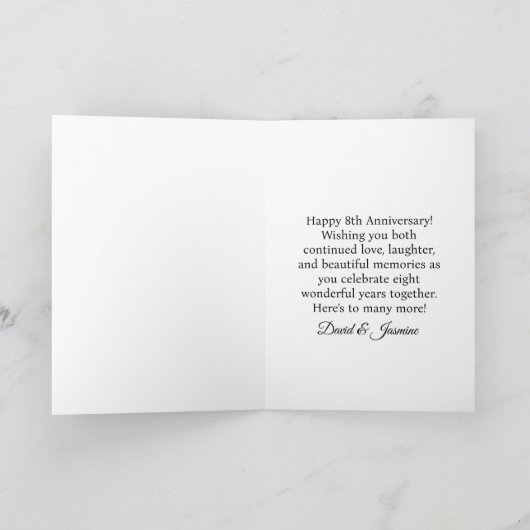 Custom Bronze 8th Wedding Anniversary Card Couple カード (内部)