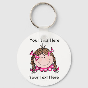 Custom Brown Hair Girl Keychain キーホルダー