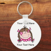 Custom Brown Hair Girl Keychain キーホルダー (正面)