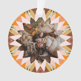 Custom Brown Orange Christmas Star Photo Gift Tree オーナメント