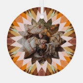 Custom Brown Orange Christmas Star Photo Gift Tree ガラスオーナメント (裏面)