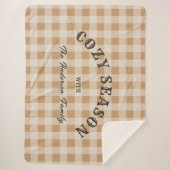 Custom Brown Script Western Rustic Gingham Pattern シェルパブランケット (正面)