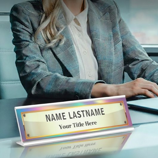 Custom Brushed Gold | Professional Modern デスクネームプレート