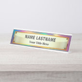 Custom Brushed Gold | Professional Modern デスクネームプレート (正面)