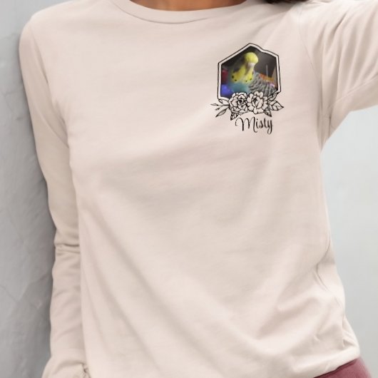 Custom Budgie Personalized Pet Photo & Name Floral トライブレンドTシャツ
