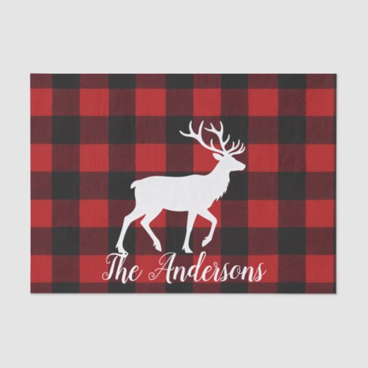 Custom Buffalo Plaid Deer Gift Wrap Tissue Paper  薄葉紙 (正面)