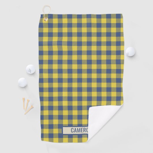 Custom Buffalo Plaid Tartan Pattern Yellow Blue  ゴルフタオル (インサイチュ)
