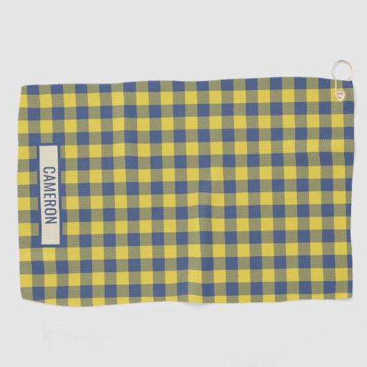 Custom Buffalo Plaid Tartan Pattern Yellow Blue  ゴルフタオル (横)