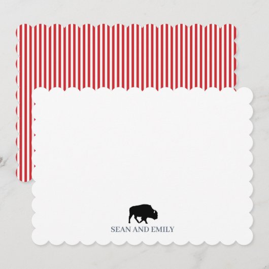 Custom Buffalo Stripe Logo Stationary サンキューカード (正面/裏面)