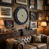 Custom Bullseye Club Navy Blue Wood Grain ダーツボード