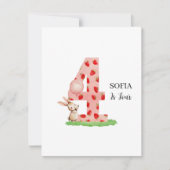 Custom Bunny 4th Birthday Card for Daughter Girl シーズンカード (正面)