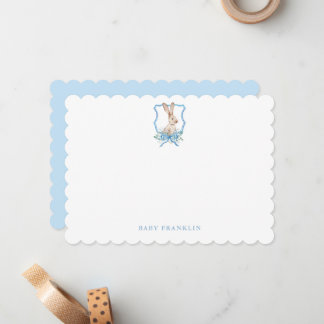 Custom Bunny Baby Boy Stationery Baby Shower ノートカード