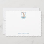Custom Bunny Baby Boy Stationery Baby Shower ノートカード (正面)