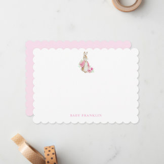 Custom Bunny Baby Girl Stationery Baby Shower ノートカード