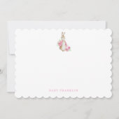 Custom Bunny Baby Girl Stationery Baby Shower ノートカード (正面)
