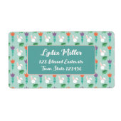 Custom Bunny & Tulip Easter Return Address Label ラベル (正面)
