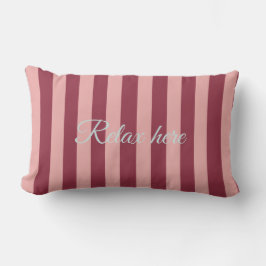 Custom Burgundy, Pink & Blue Striped Lumbar Pillow アウトドアクッション