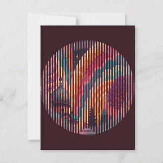 Custom Burgundy Striped Art Postcard ポストカード