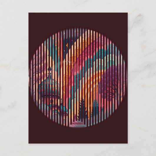 Custom Burgundy Striped Art Postcard ポストカード (正面)