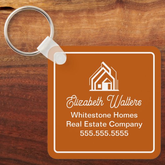 Custom Burnt Orange Real Estate Company Realtor キーホルダー (正面)