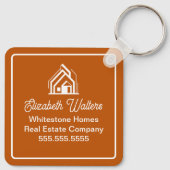 Custom Burnt Orange Real Estate Company Realtor キーホルダー (裏面)