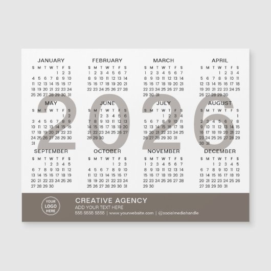 Custom Business 2026 Magnetic Calendar (正面)