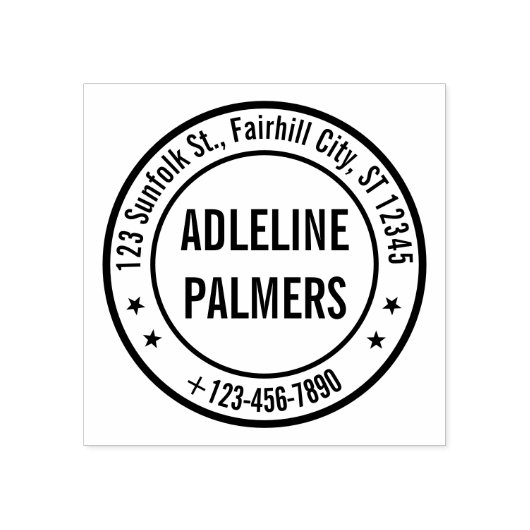 Custom Business Address Stamp – Round Design ラバースタンプ (インプリント)