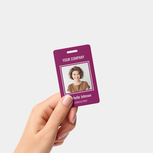 Custom Business Basic Simple Employee Name Photo バッジ (手持ち)