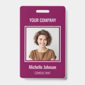 Custom Business Basic Simple Employee Name Photo バッジ (正面)