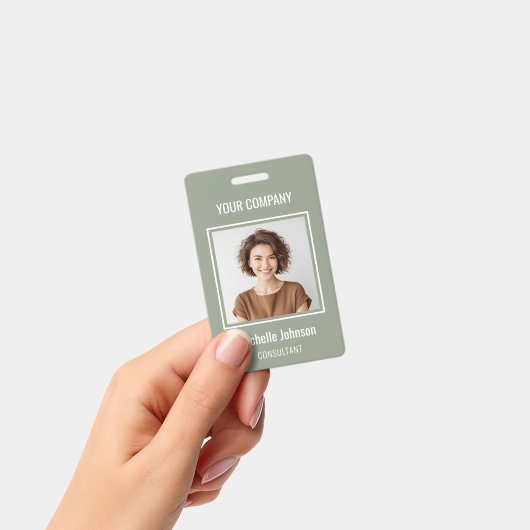 Custom Business Basic Simple Employee Name Photo バッジ (手持ち)