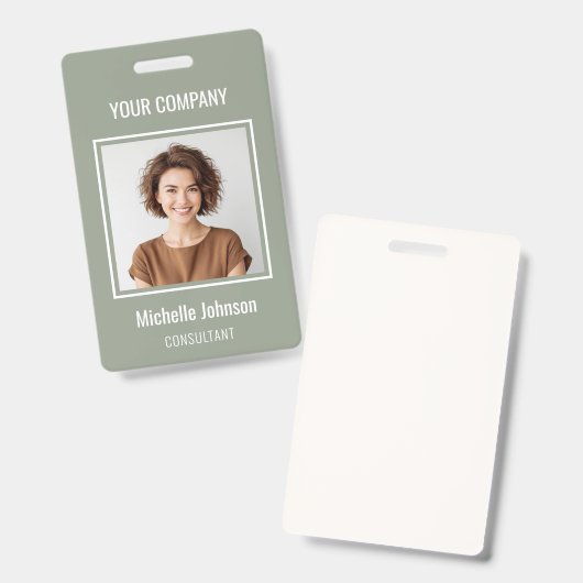 Custom Business Basic Simple Employee Name Photo バッジ (正面＆裏面)