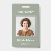 Custom Business Basic Simple Employee Name Photo バッジ (正面)