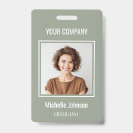 Custom Business Basic Simple Employee Name Photo バッジ