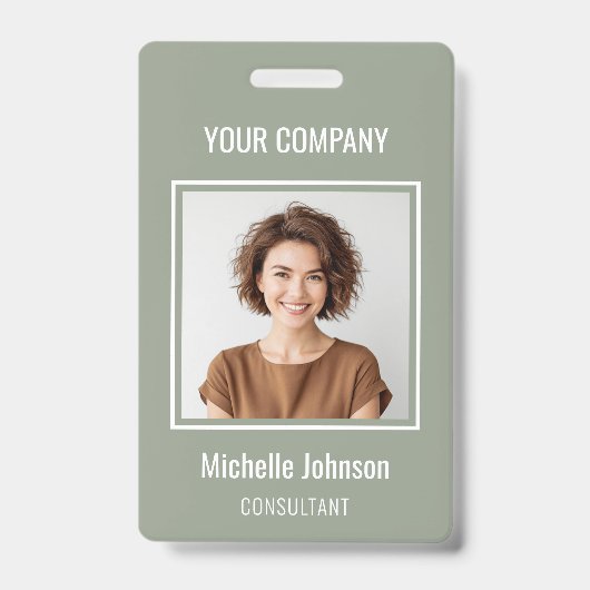 Custom Business Basic Simple Employee Name Photo バッジ (正面)